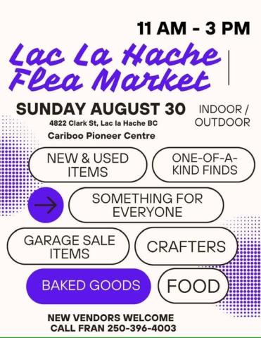 Lac La Hache Flea Market August 30 2026