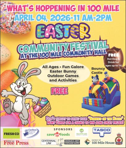 Poster What's Hoppening in 100 Mile - Easter Community Festival