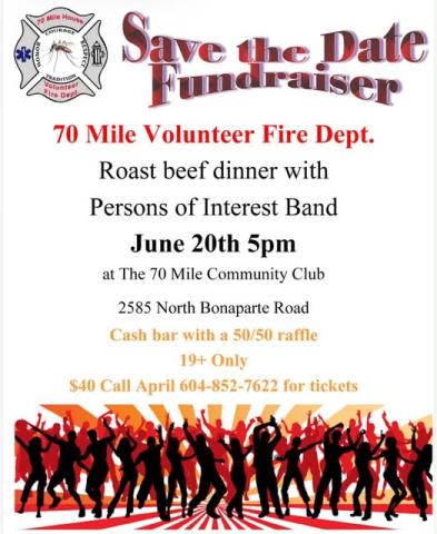 Poster - 70 Mile VFD Dinner and Dance